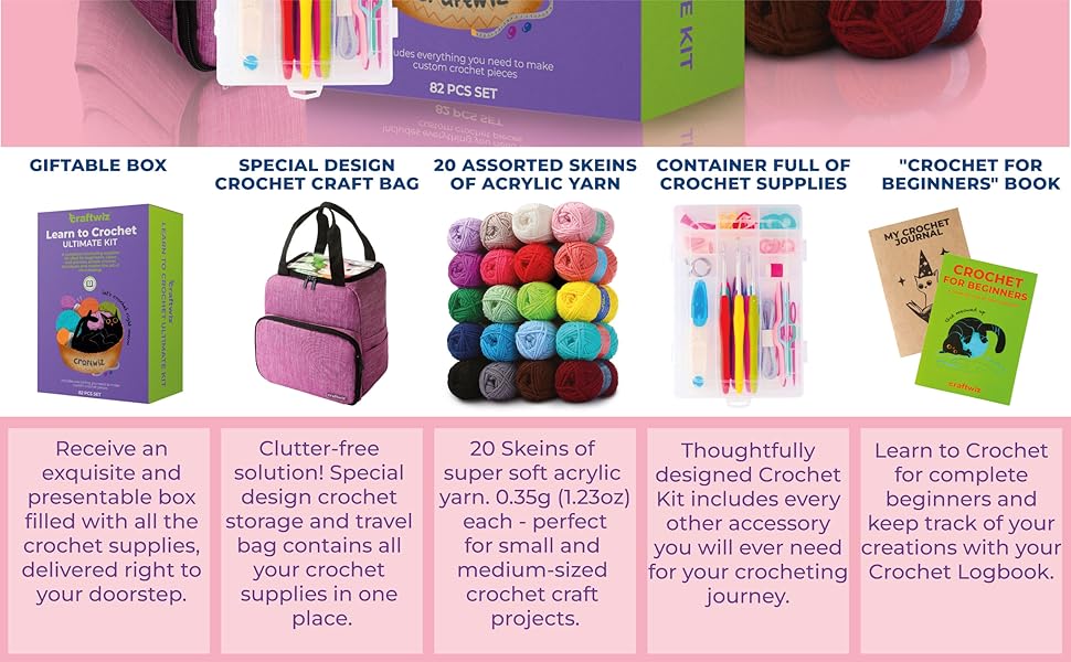 Craftwiz Complete Crochet Kit for Beginners, CW-CCK-23 - Image 1