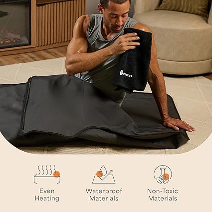 LifePro RejuvaWrap Infrared Sauna Blanket for Detox & Relaxation – Low EMF Carbon Fiber Heating, 9 Temp Levels, 5 Colors – Portable Sauna Blanket Infrared with Waterproof Interior & Carry Bag - Image 1