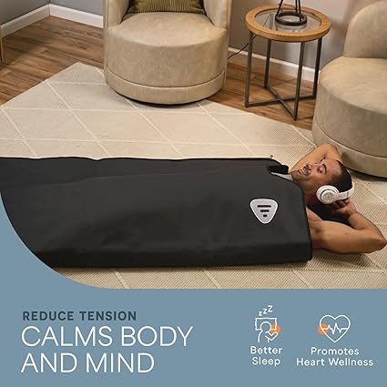 LifePro RejuvaWrap Infrared Sauna Blanket for Detox & Relaxation – Low EMF Carbon Fiber Heating, 9 Temp Levels, 5 Colors – Portable Sauna Blanket Infrared with Waterproof Interior & Carry Bag - Image 1