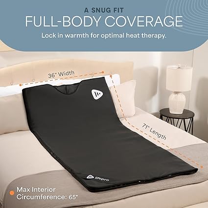 LifePro RejuvaWrap Infrared Sauna Blanket for Detox & Relaxation – Low EMF Carbon Fiber Heating, 9 Temp Levels, 5 Colors – Portable Sauna Blanket Infrared with Waterproof Interior & Carry Bag - Image 1