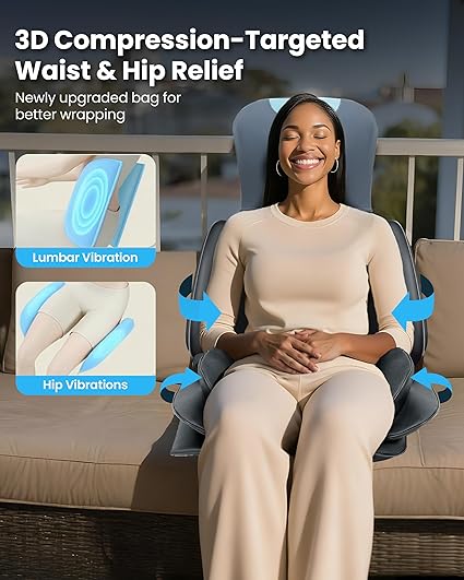 Pressure point neck and back massager, full back coverage massage chair cushion, with 4D kneading and adjustable neck nodes, waist and hip compression - Image 1