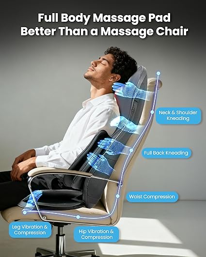 Pressure point neck and back massager, full back coverage massage chair cushion, with 4D kneading and adjustable neck nodes, waist and hip compression - Image 1